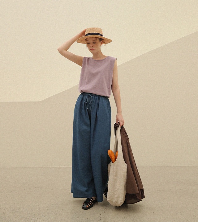 [RR]タムラウンドウォッシュ袖なしトップス