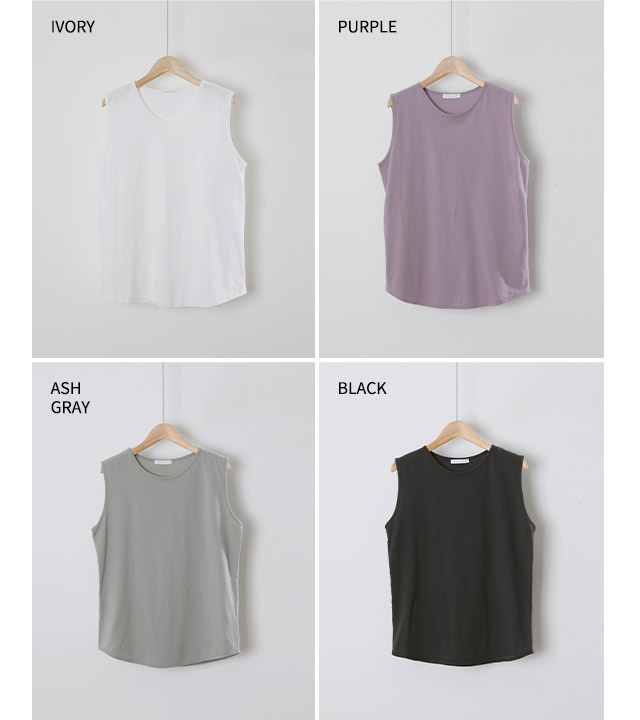 [RR]タムラウンドウォッシュ袖なしトップス