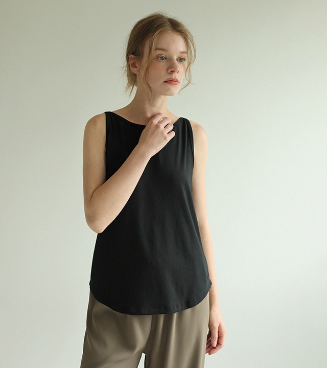 [RR]ハモンモーダルラッパ袖なしトップス