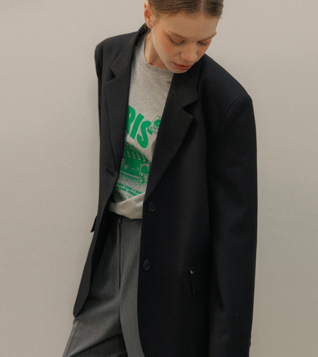 🌈[RR]ロニアンベーシックツーボタンジャケット_ブラック