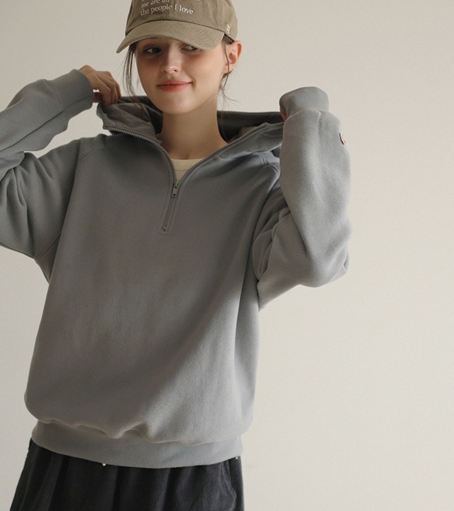 🌈[RR]パッチハーフオープンフードトップス