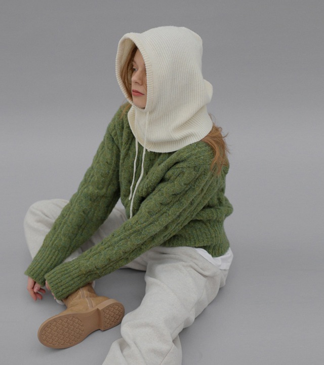 ラクーンフードニットネックウォーマー