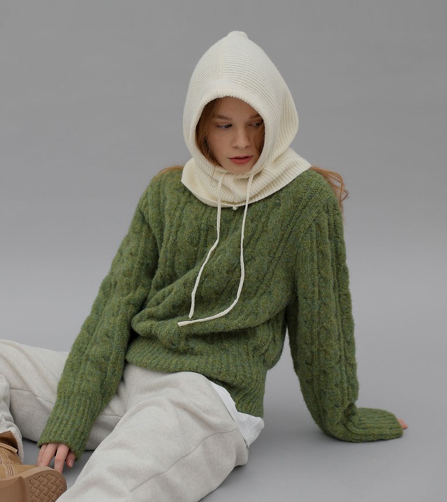 ラクーンフードニットネックウォーマー