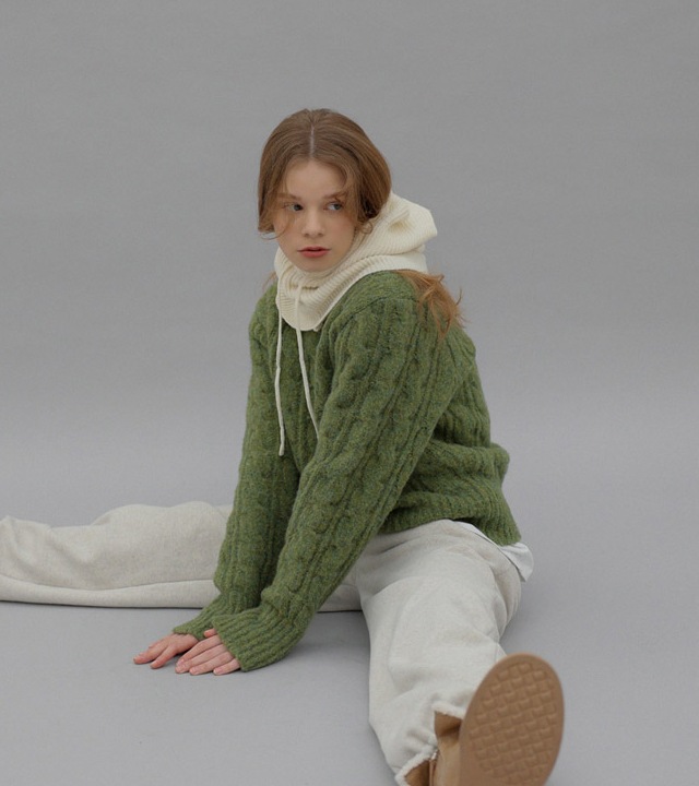 ラクーンフードニットネックウォーマー