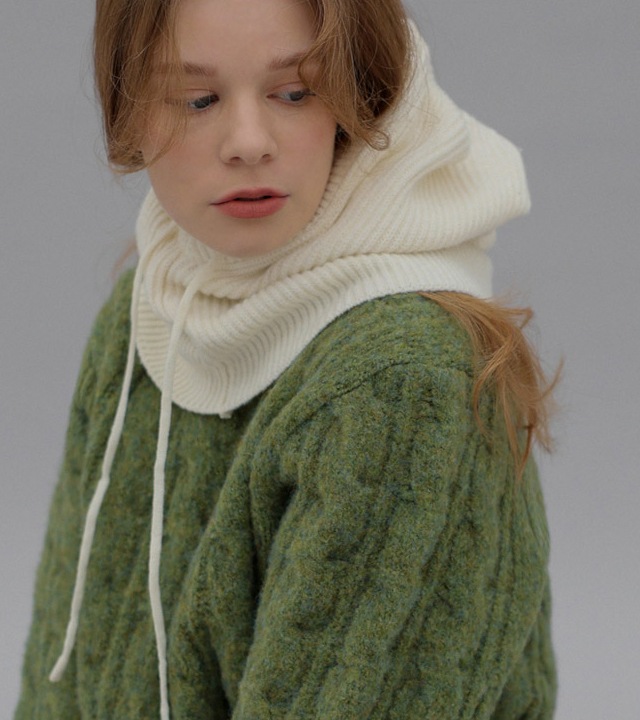 ラクーンフードニットネックウォーマー