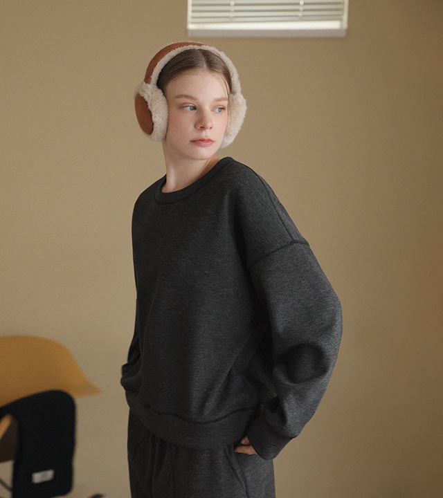 [RR]カバーステッチ ファー裏地付きスウェット