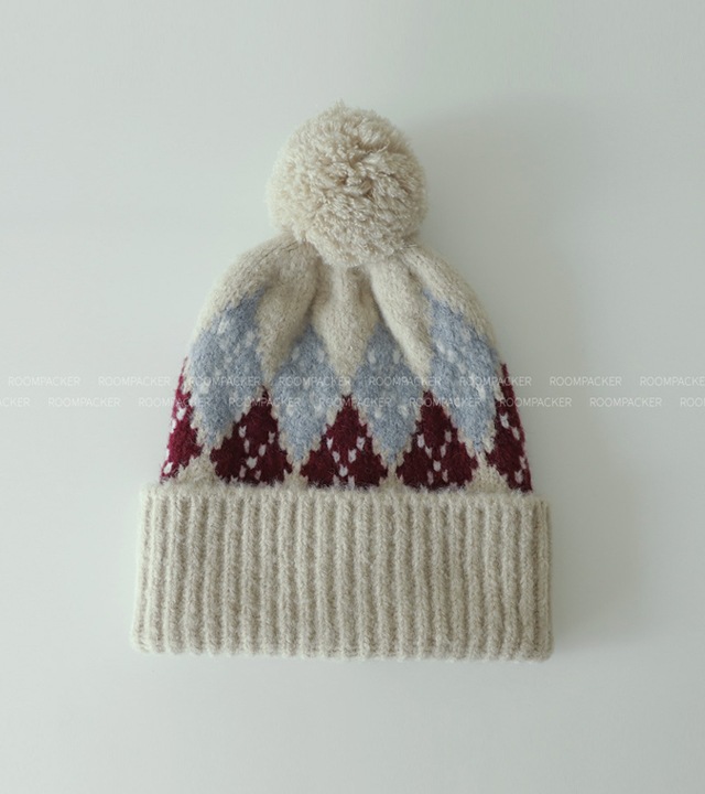 モエルアーガイルニットドロップビーニー