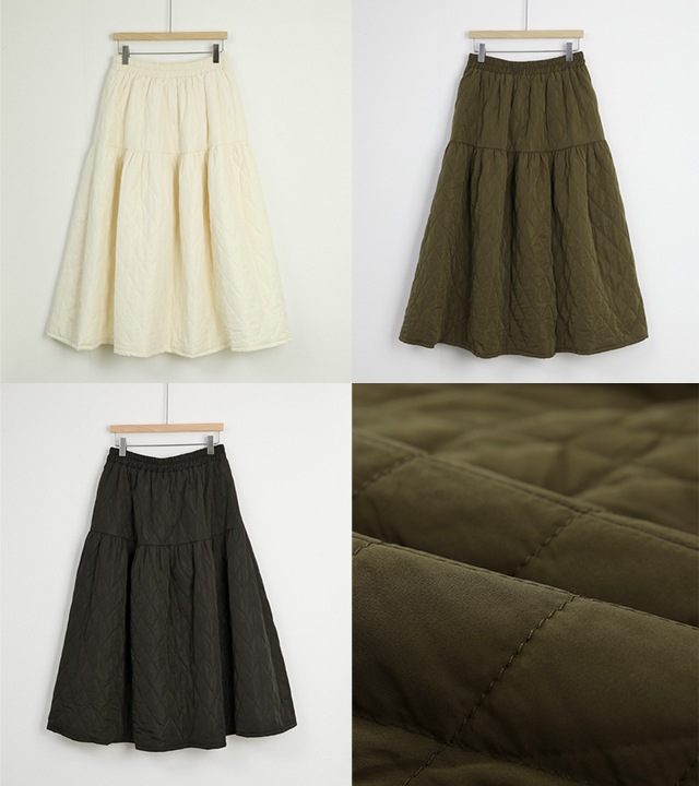 ルネルカットラインキルティングパッド入りスカート