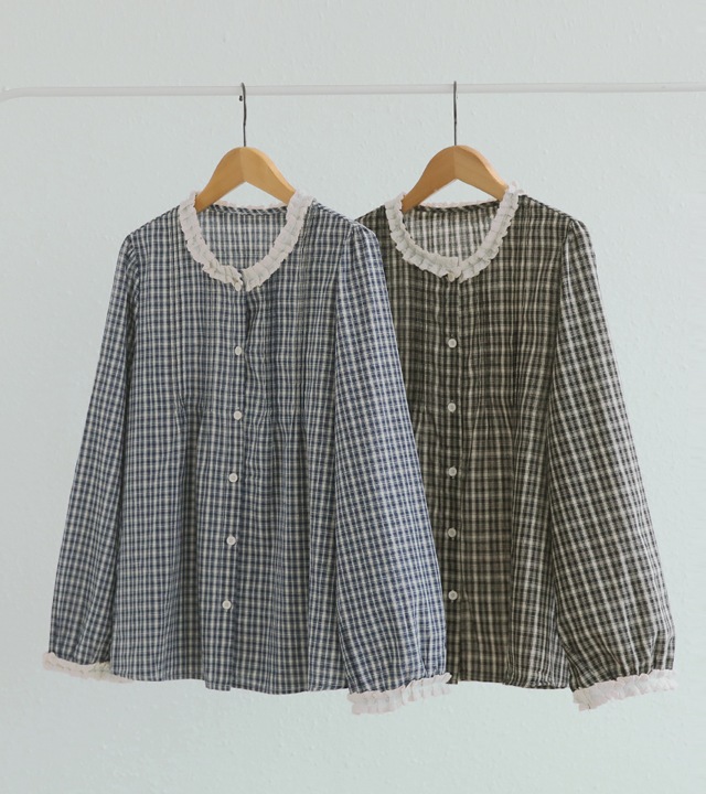 エズレースチェックブラウス