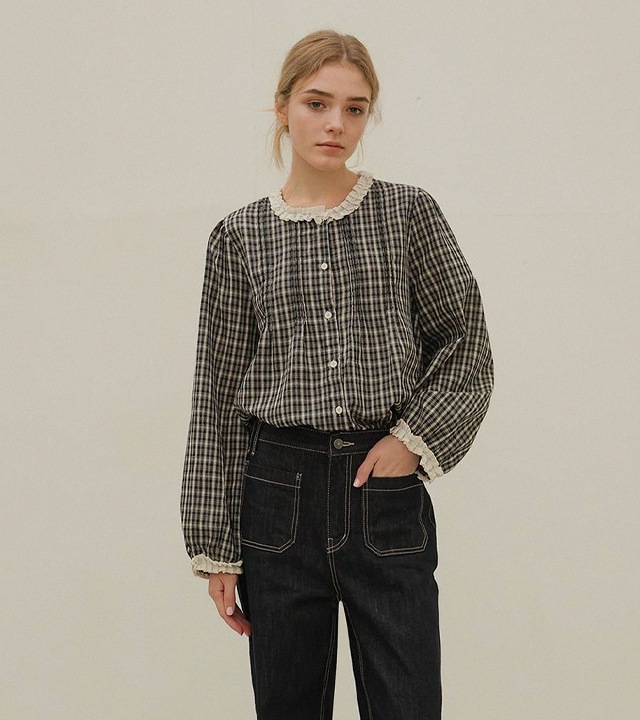 エズレースチェックブラウス