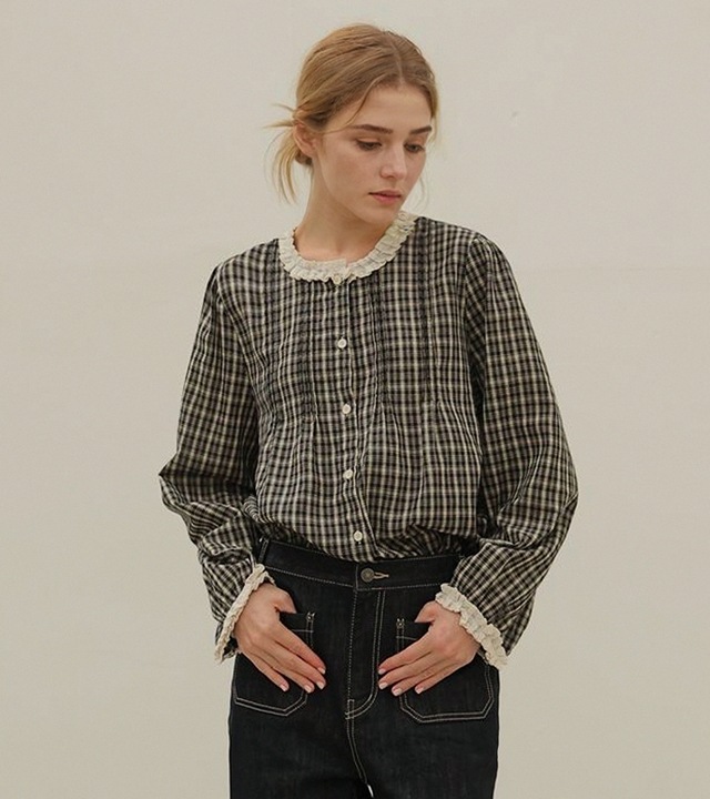 エズレースチェックブラウス