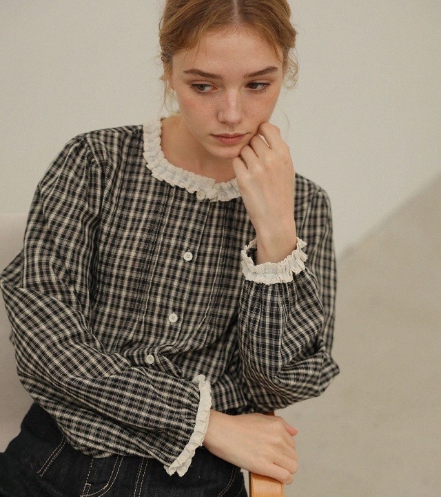 エズレースチェックブラウス