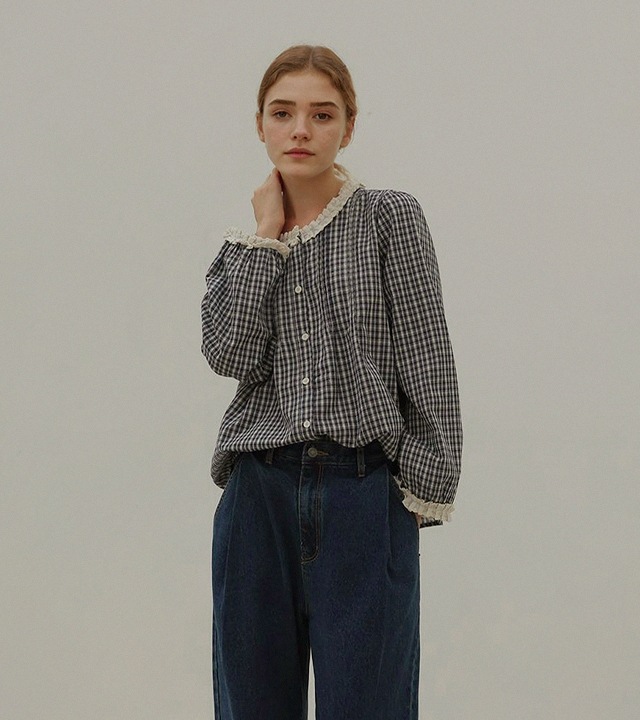 エズレースチェックブラウス