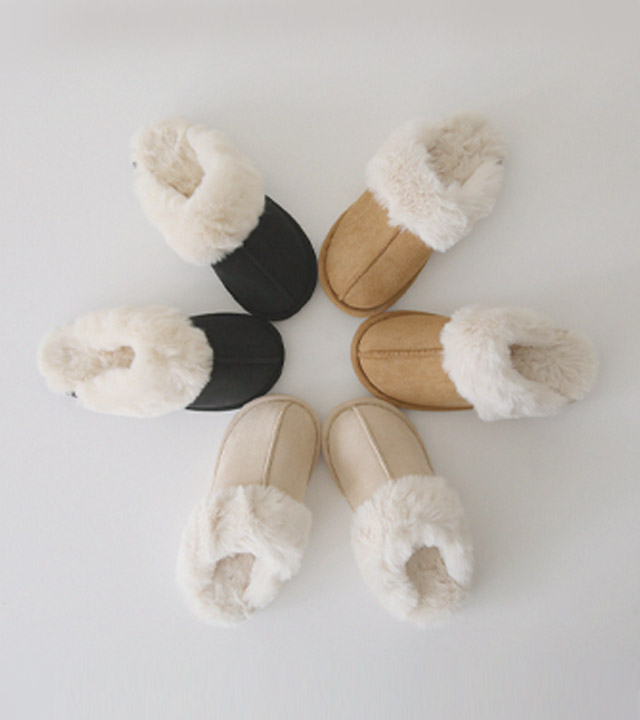 リブスエードボアフリーススリッパ