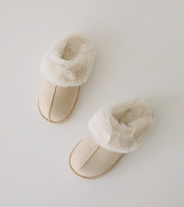 リブスエードボアフリーススリッパ