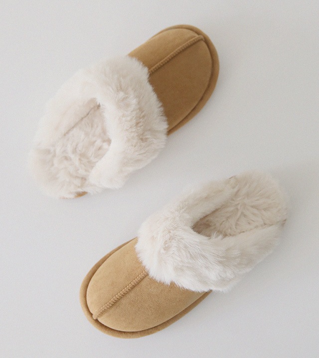 リブスエードボアフリーススリッパ