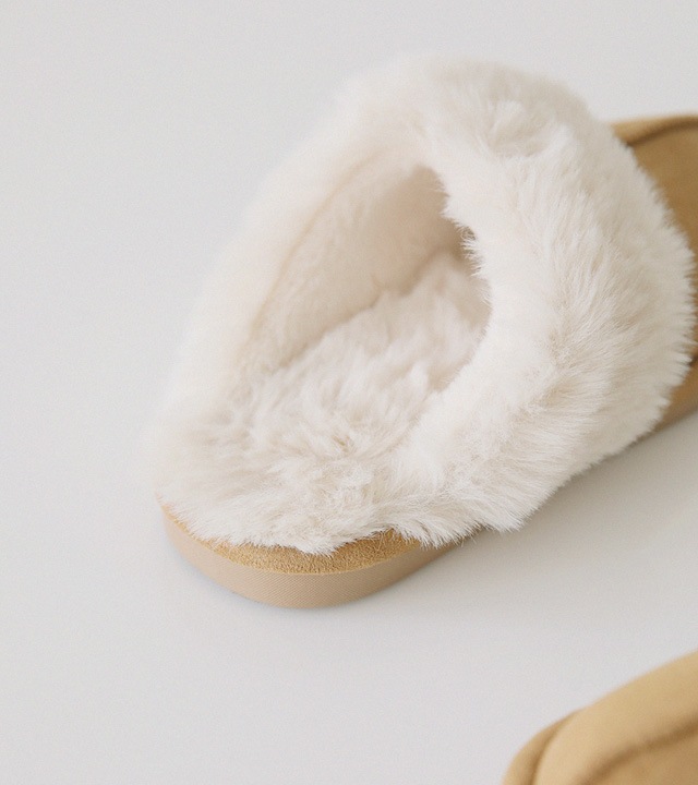 リブスエードボアフリーススリッパ