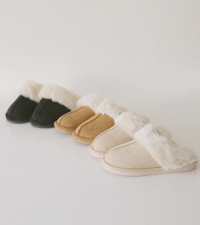 リブスエードボアフリーススリッパ