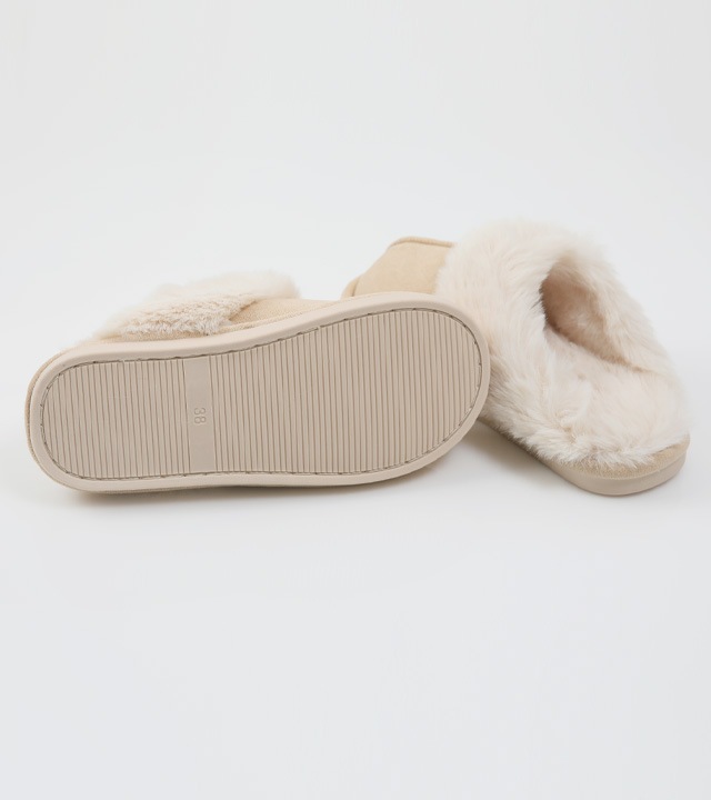 リブスエードボアフリーススリッパ