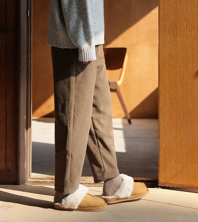 リブスエードボアフリーススリッパ