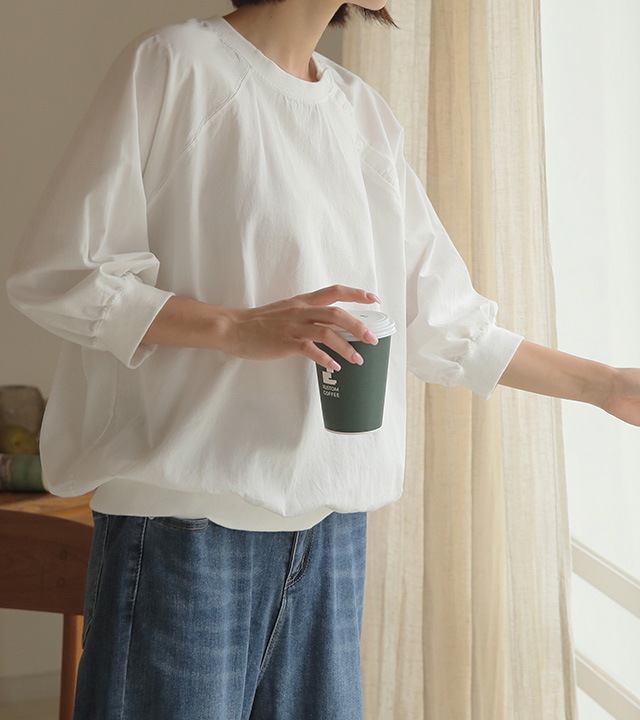 🌈[RR]ボタンシボリブラウスマンツーマン