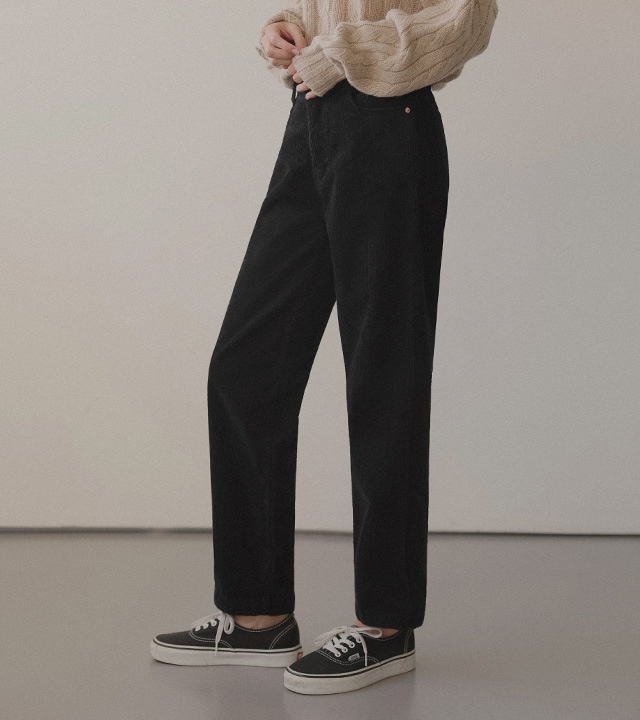 [RR] コニー コーデュロイ裏起毛パンツ（ブラック）