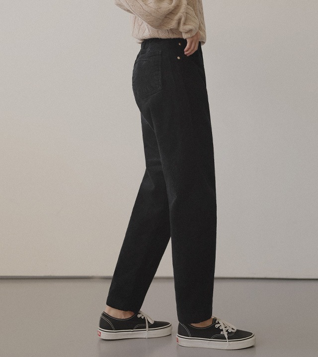 [RR] コニー コーデュロイ裏起毛パンツ（ブラック）