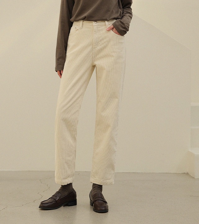 [RR] コニー コーデュロイ裏起毛パンツ（ブラック）