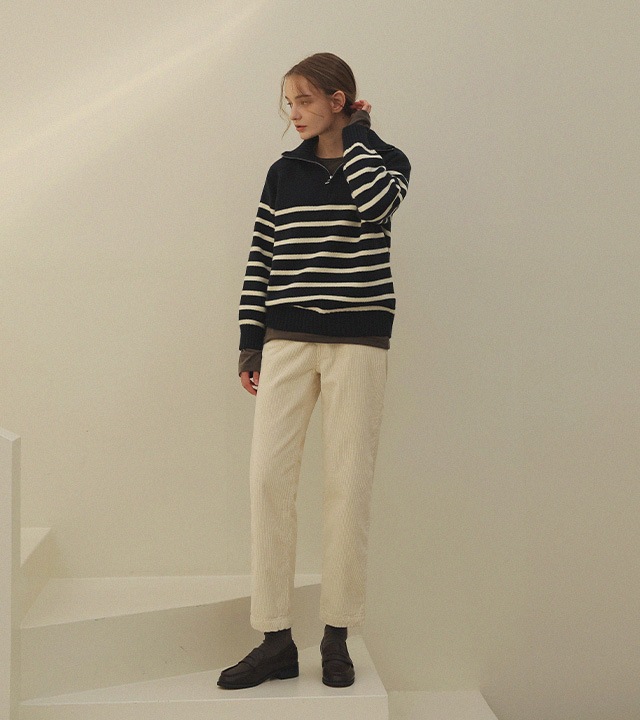 [RR] コニー コーデュロイ裏起毛パンツ（ブラック）