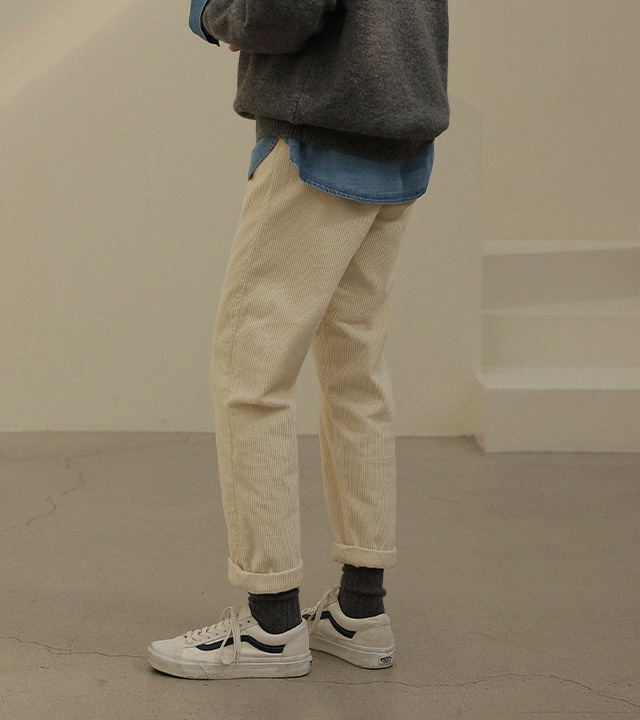 [RR] コニー コーデュロイ裏起毛パンツ（ブラック）