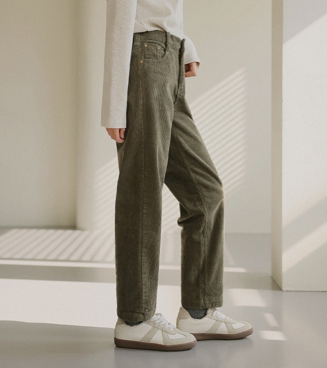 [RR] コニー コーデュロイ裏起毛パンツ（ブラック）