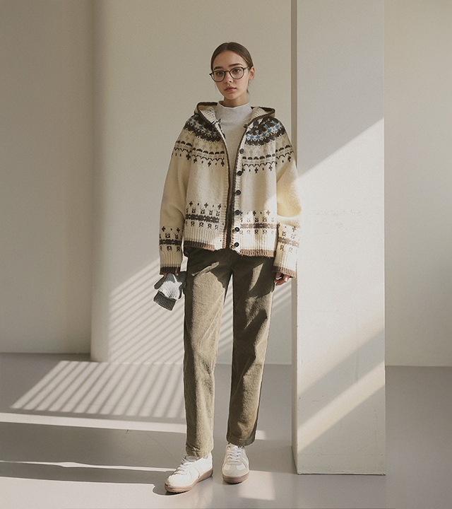 [RR] コニー コーデュロイ裏起毛パンツ（ブラック）