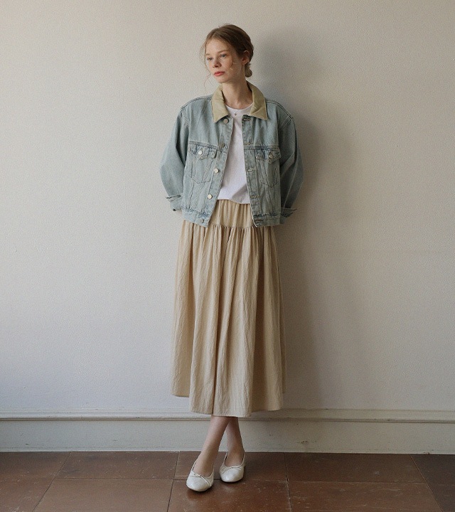 配色ソフトデニムジャケット