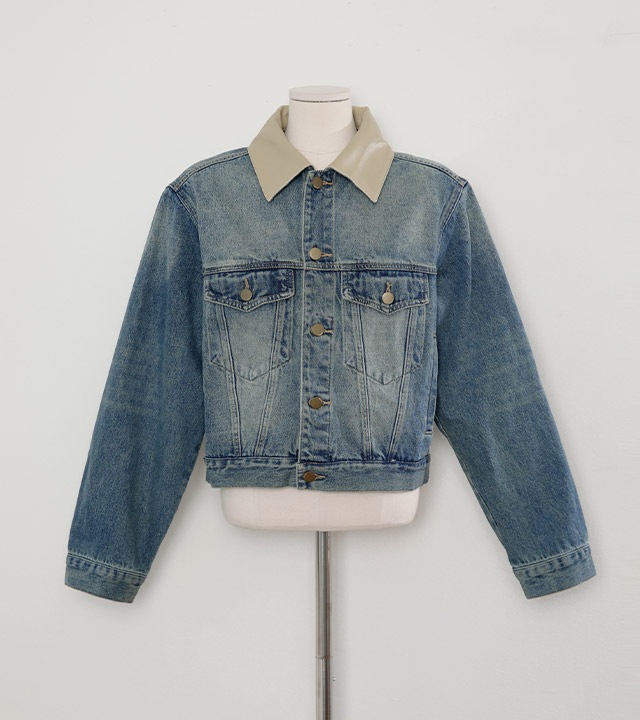 配色ソフトデニムジャケット