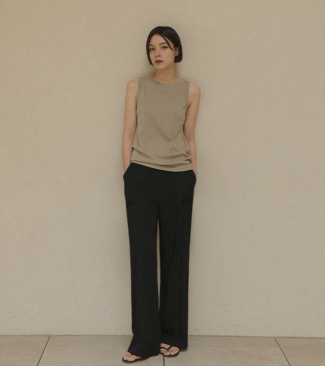 [RR]ナインボートネックノースリーブトップス