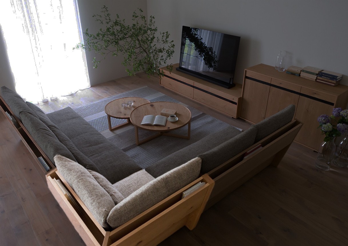 ソファ Hirashima ヒラシマ LIBERIA PLUS リベリアプラス Living Corner Sofa　ウォールナット