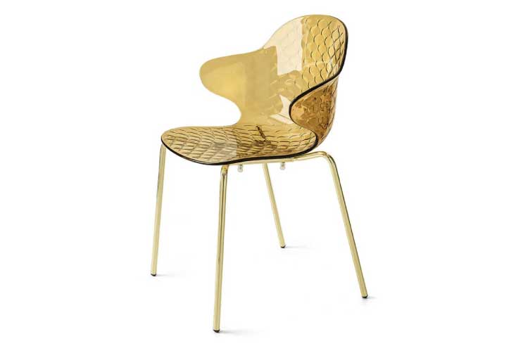 ダイニングチェア　Calligaris(カリガリス)　Saint Tropez(サントロペ) メタルレッグ ポリッシュドブラス2脚セット