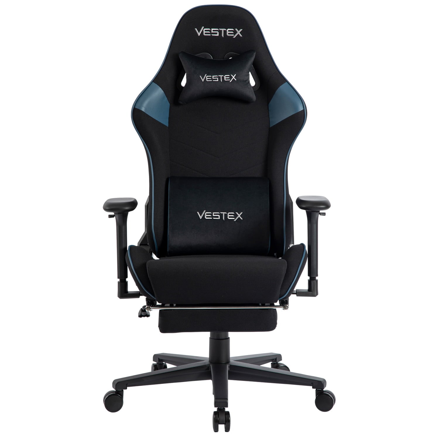 アウトレット・リファービッシュ品／VESTEX ゲーミングチェア ブルー メッシュファブリック フットレスト付 VES-S2FTBL