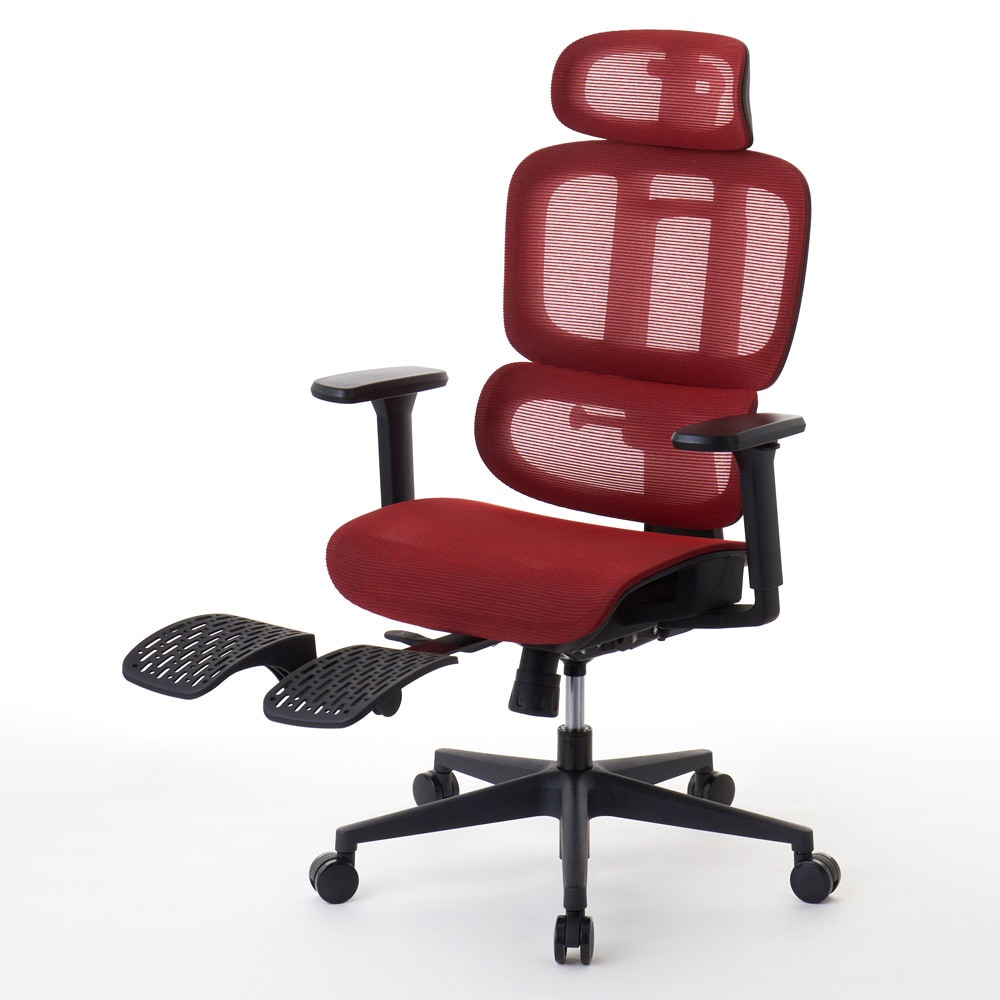 ROOM WORKS 多機能フルメッシュワークチェア M5 レッド メッシュ座面 RM5-RD