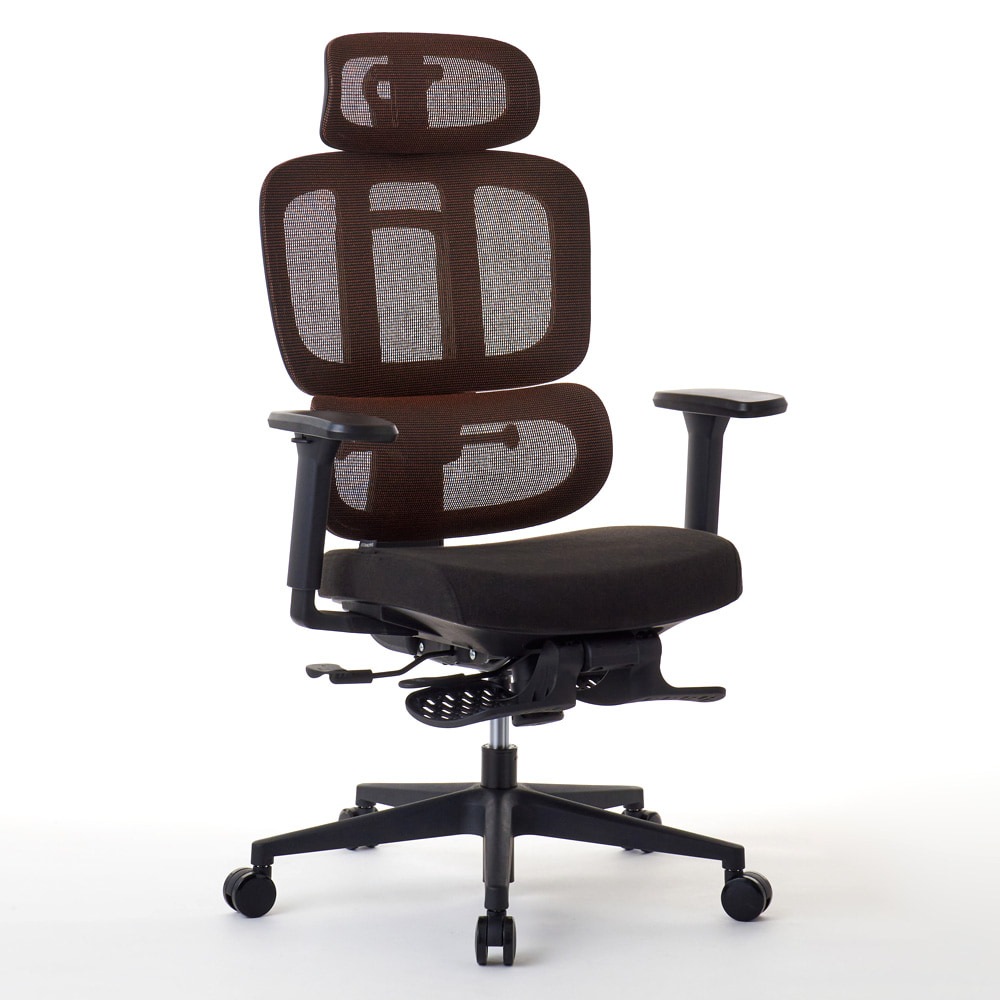 ROOM WORKS 多機能メッシュワークチェア M6 ファブリック座面ブラウン RM6-BR