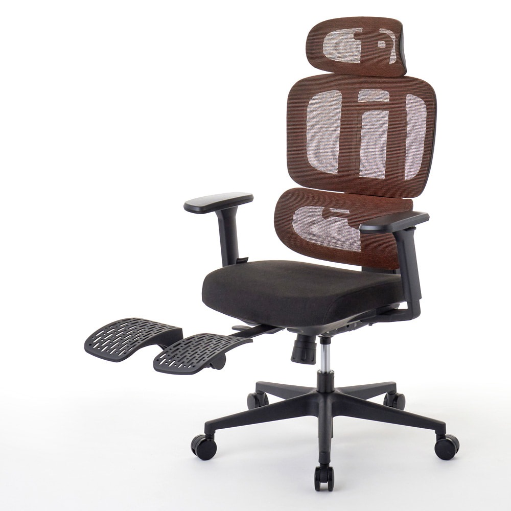 ROOM WORKS 多機能メッシュワークチェア M6 ファブリック座面ブラウン RM6-BR
