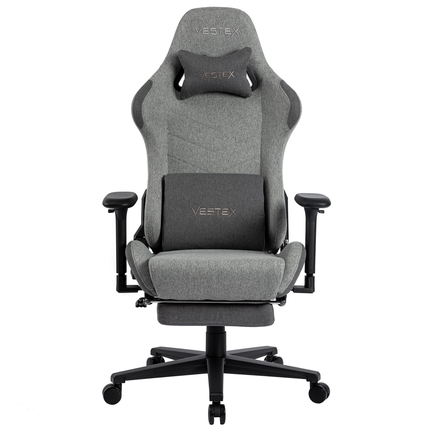 VESTEX ゲーミングチェア グレー ファブリック フットレスト付 VES-S1FTGY