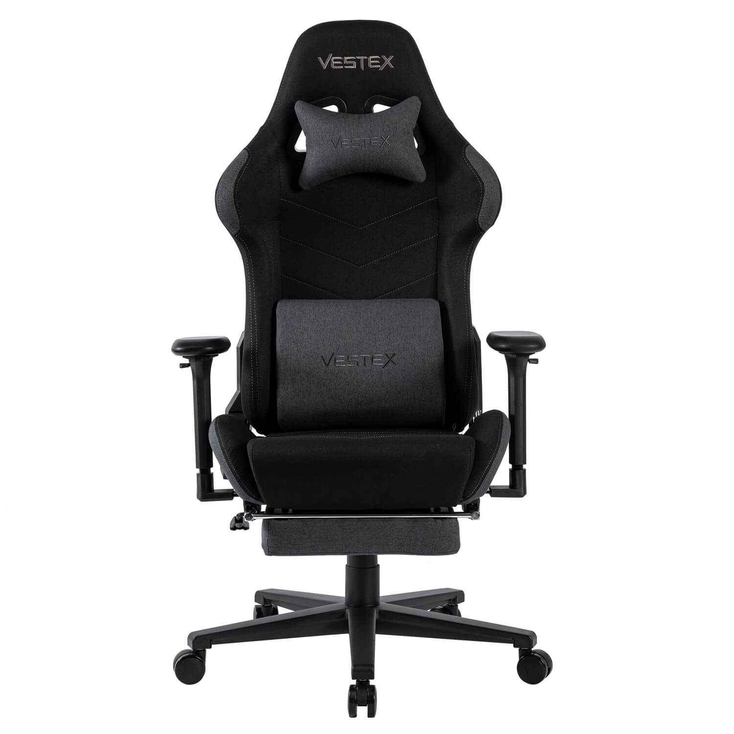 次回12月中旬入荷予定 VESTEX ゲーミングチェア ブラック ファブリック フットレスト付 VES-S1FTBK