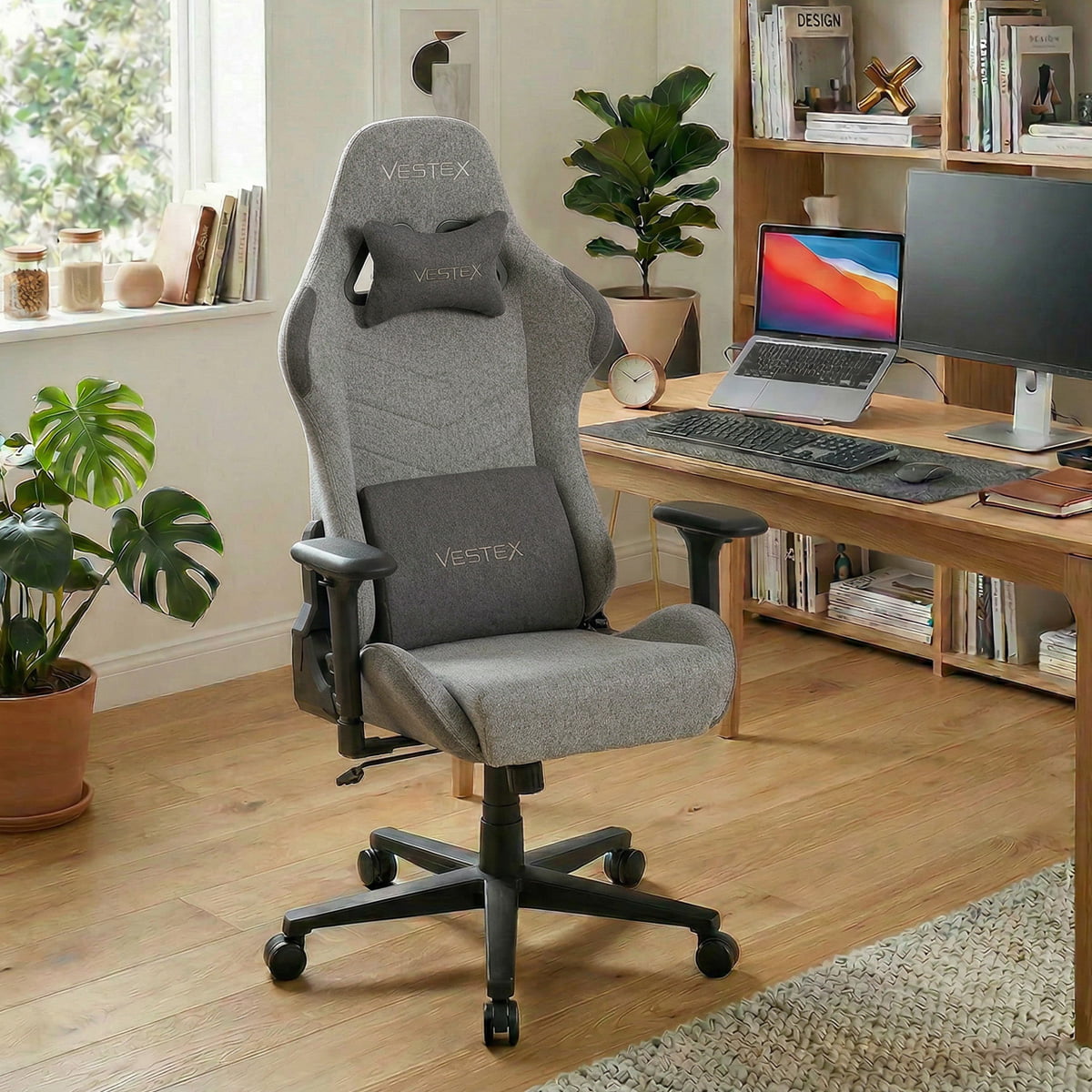 VESTEX ゲーミングチェア グレー ファブリック フットレストなし VES-S1GY
