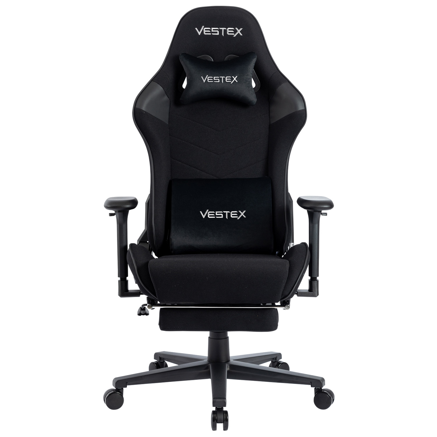 VESTEX ゲーミングチェア ブラック メッシュファブリック フットレスト付 VES-S2FTBK