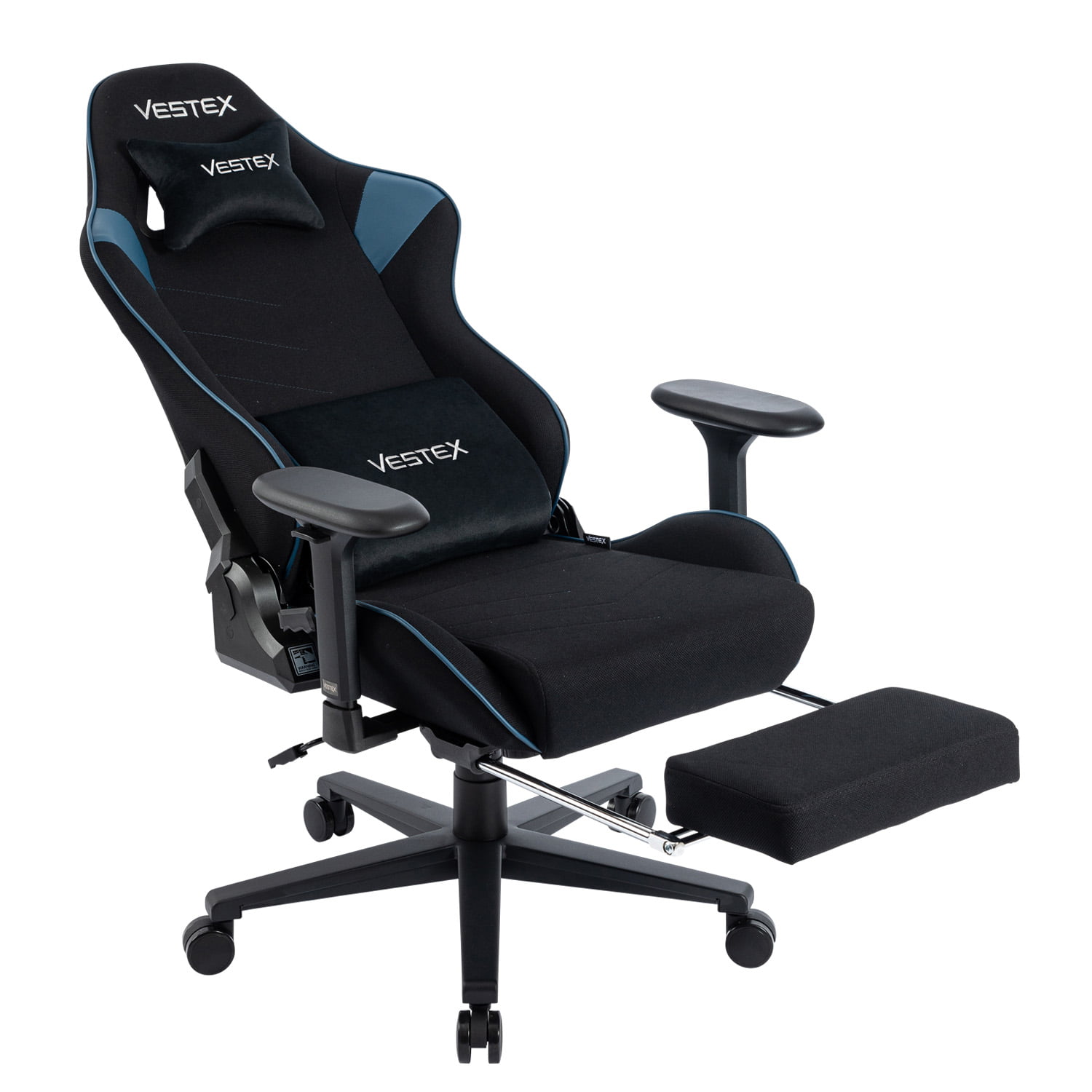 VESTEX ゲーミングチェア ブルー メッシュファブリック フットレスト付 VES-S2FTBL