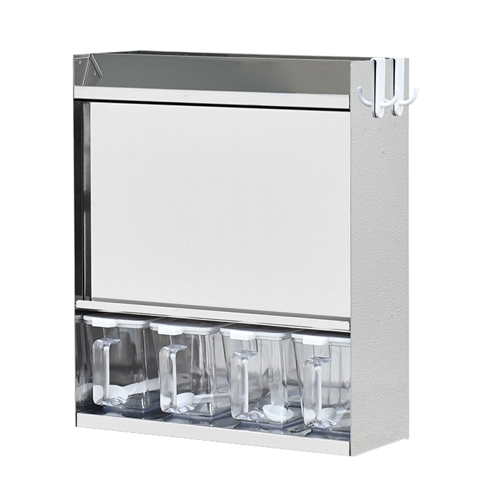 ステンレス スパイスラック【フラップ扉＆ポット4個付き】