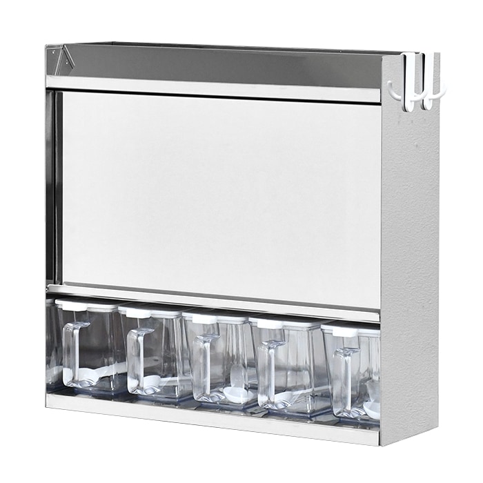 ステンレス スパイスラック【フラップ扉＆ポット5個付き】