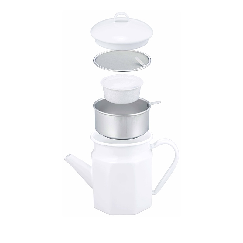 活性炭カートリッジ式 ホーロー製 八角型オイルポット【活性炭フィルター1個付き・容量650ml】