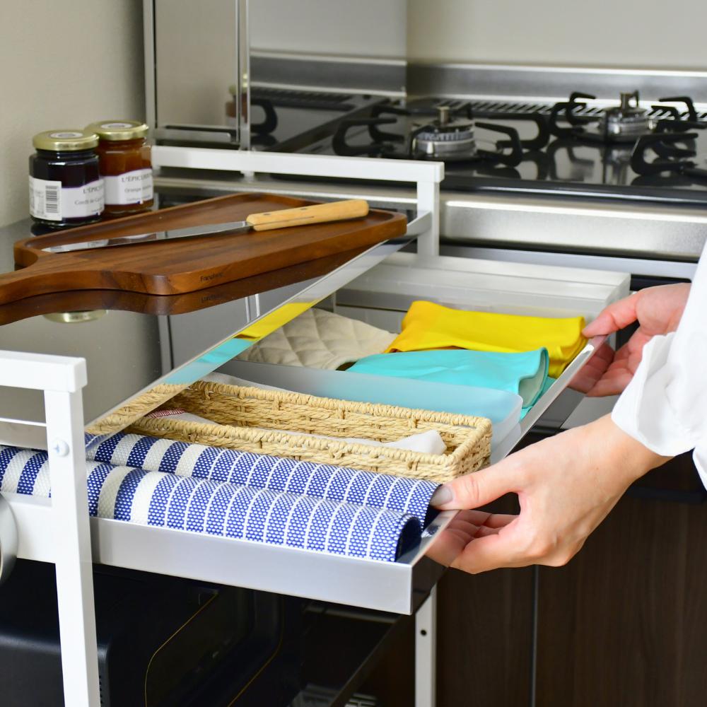 クラルテ ステンレス棚マルチワゴン【引出1・幅73】